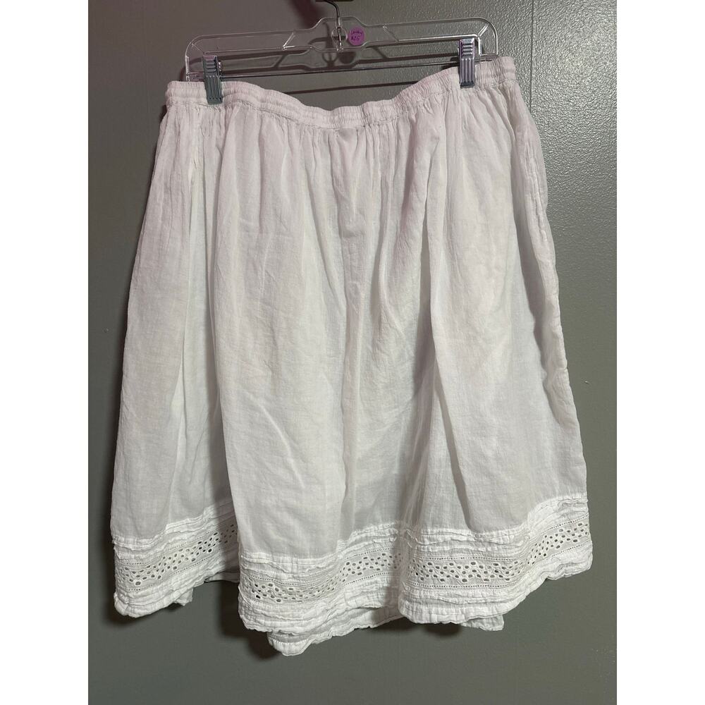 Jane Ashley White Cotton Skirt 3X Boho Eyelet Lace Cottagecore - Picture 2 of 4